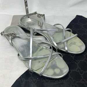 Gucci
Gucci Silver Leather Strappy Flats Sandals Size 38